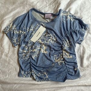 Urban Outfitters Blue and Cream Coral Top